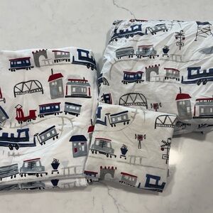 Pottery Barn Kids train twin sheet set with pillowcase